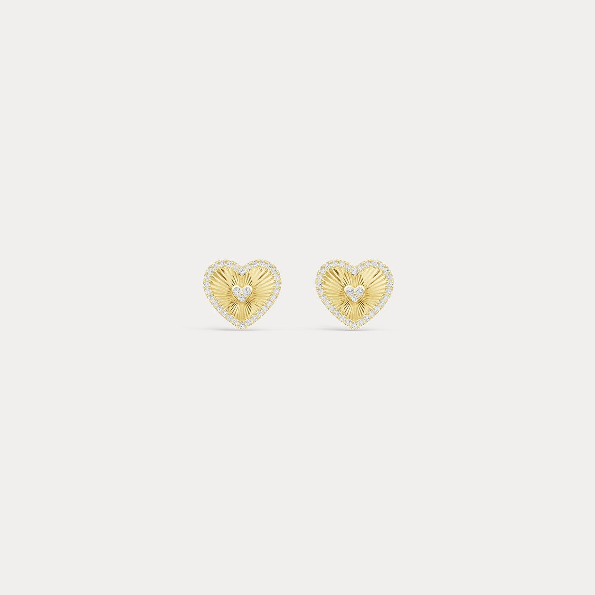 Fluted Heart Lab - Grown Diamond Accent Stud Earrings in Sterling Silver - Earrings