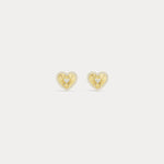 Fluted Heart Lab - Grown Diamond Accent Stud Earrings in Sterling Silver - Earrings
