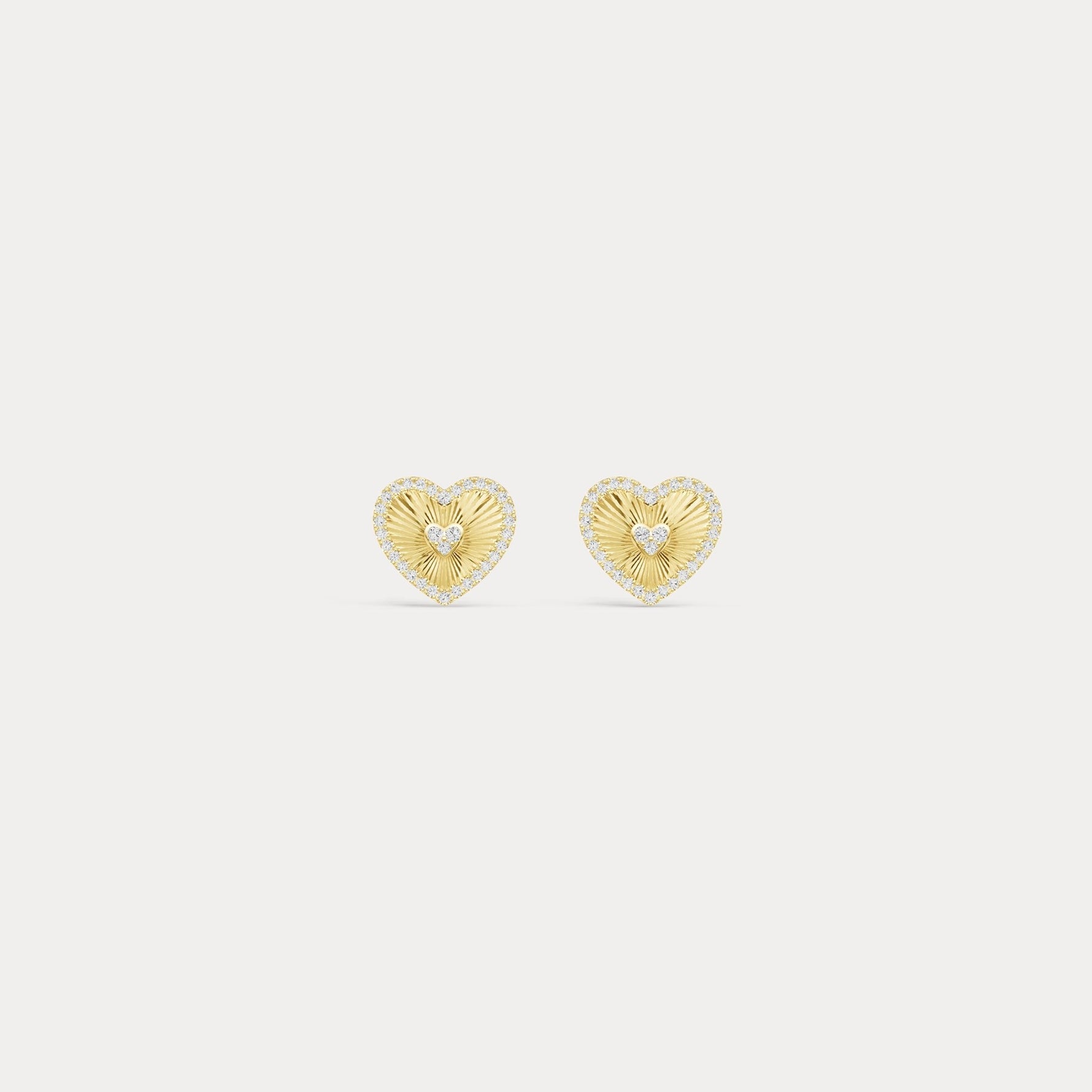 Fluted Heart Lab - Grown Diamond Accent Stud Earrings in Sterling Silver - Earrings
