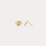 Fluted Heart Lab - Grown Diamond Accent Stud Earrings in Sterling Silver - Earrings