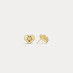 Fluted Heart Lab - Grown Diamond Accent Stud Earrings in Sterling Silver - Earrings