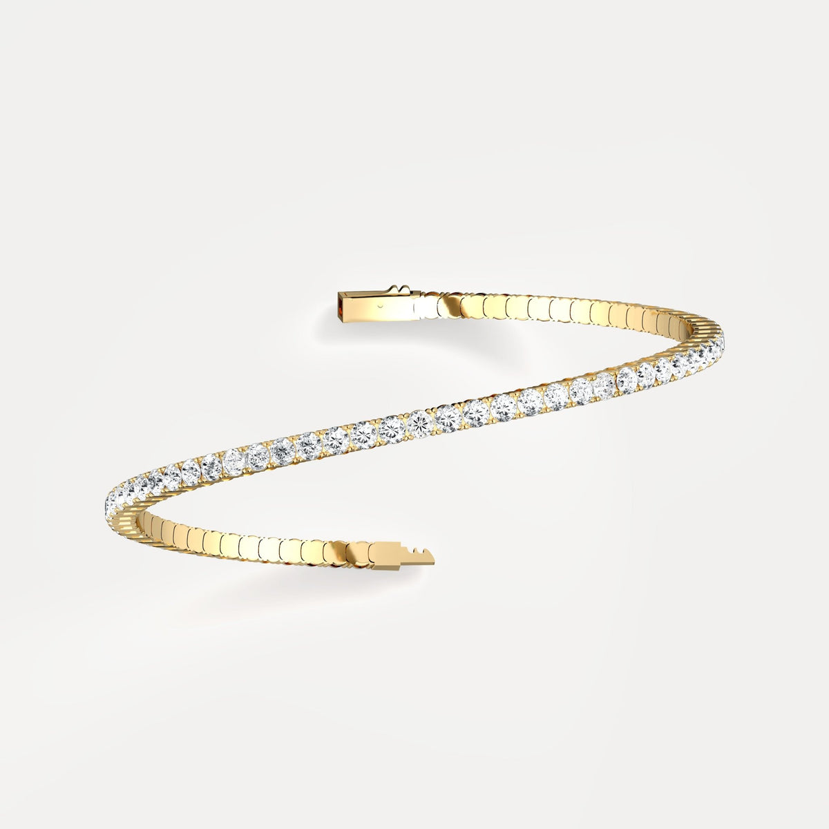 925 Sterling Silver Moissanite Flexible Bangle Bracelet - Bracelets