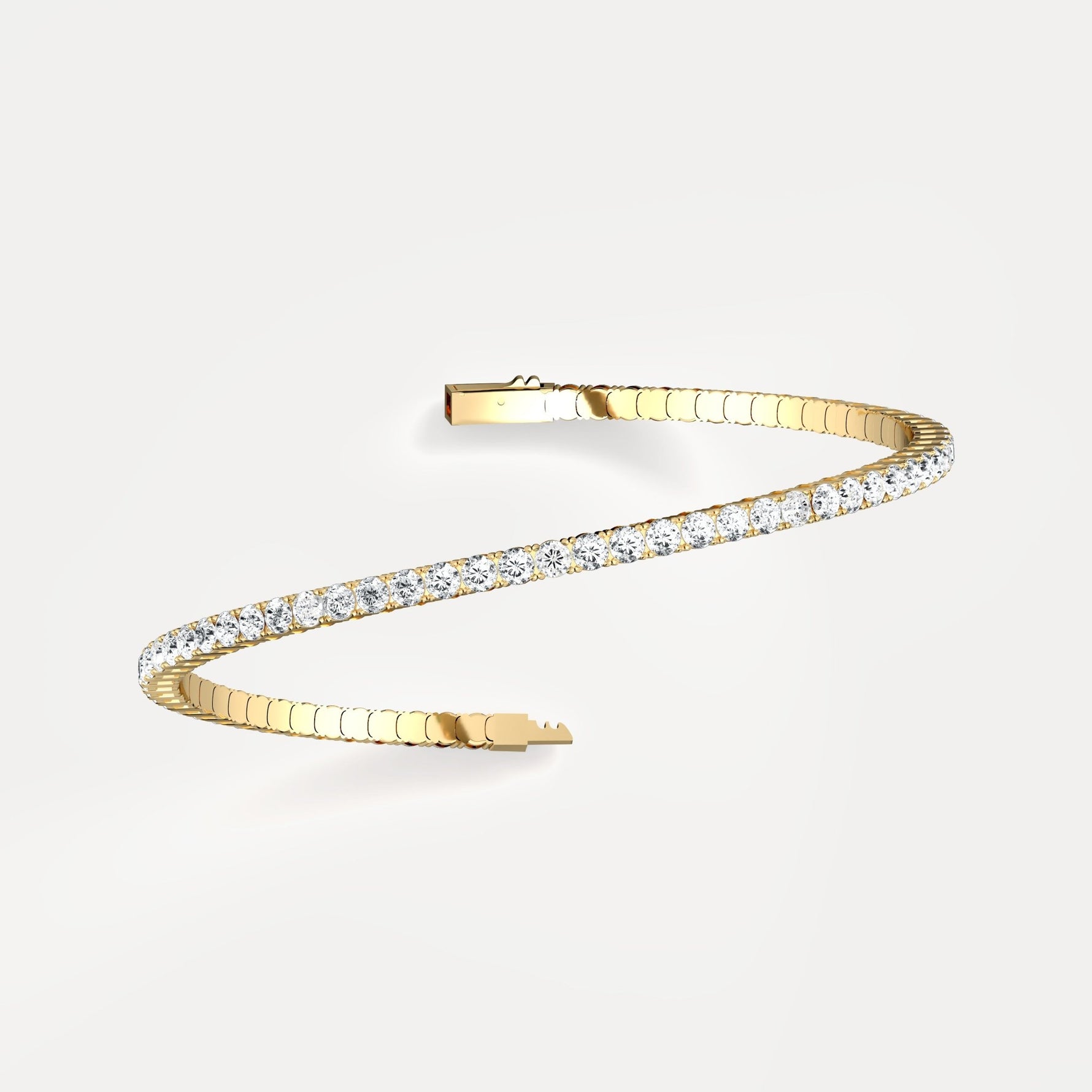 925 Sterling Silver Moissanite Flexible Bangle Bracelet - Bracelets