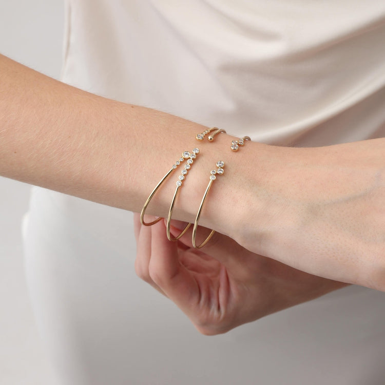 Bubble Lab - Grown Diamond Open Cuff Bangle in 14K Gold/Platinum - Bracelets