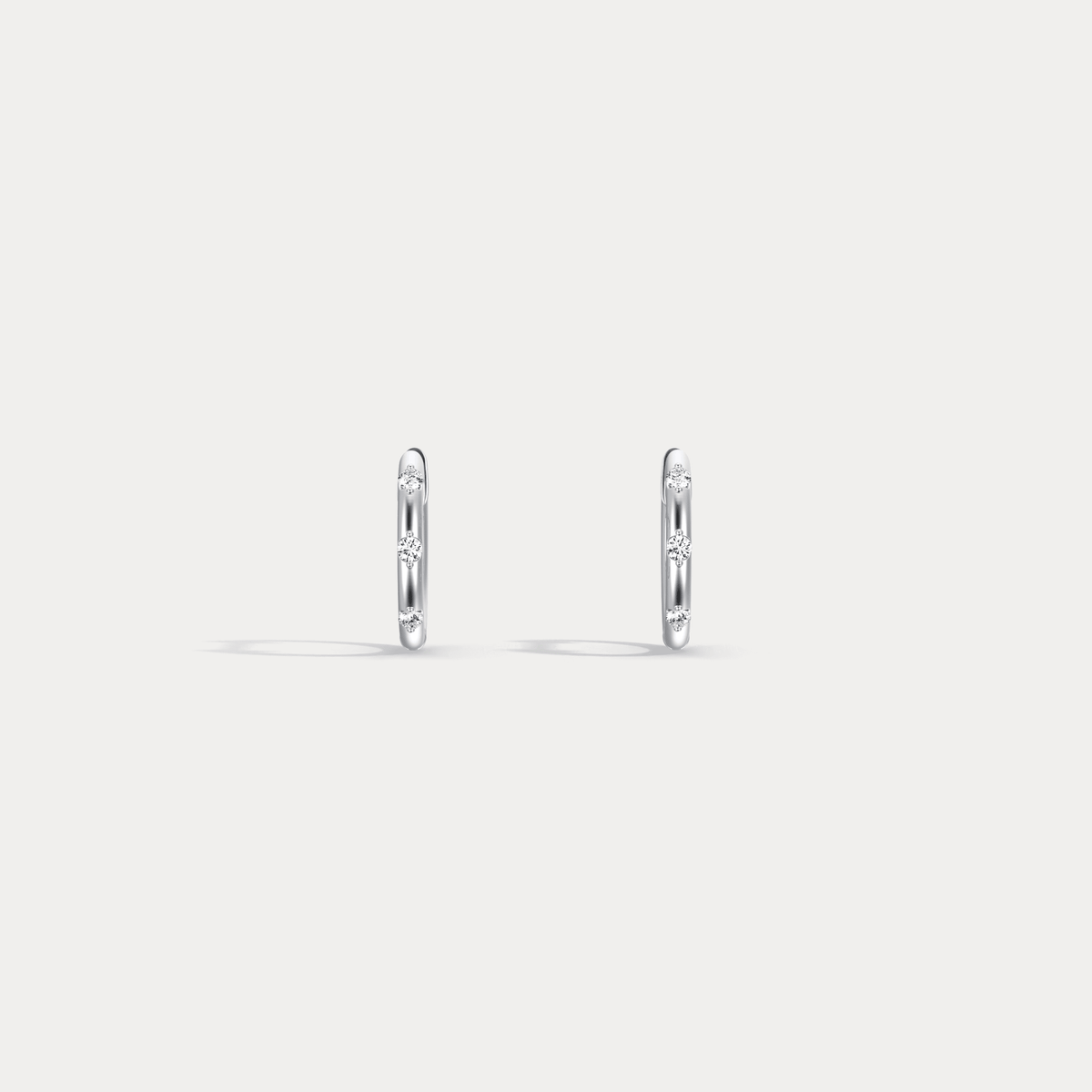 12mm Minimalist Lab - Grown Diamond Huggie Hoop Earrings in 14K Gold/Platinum - Earrings