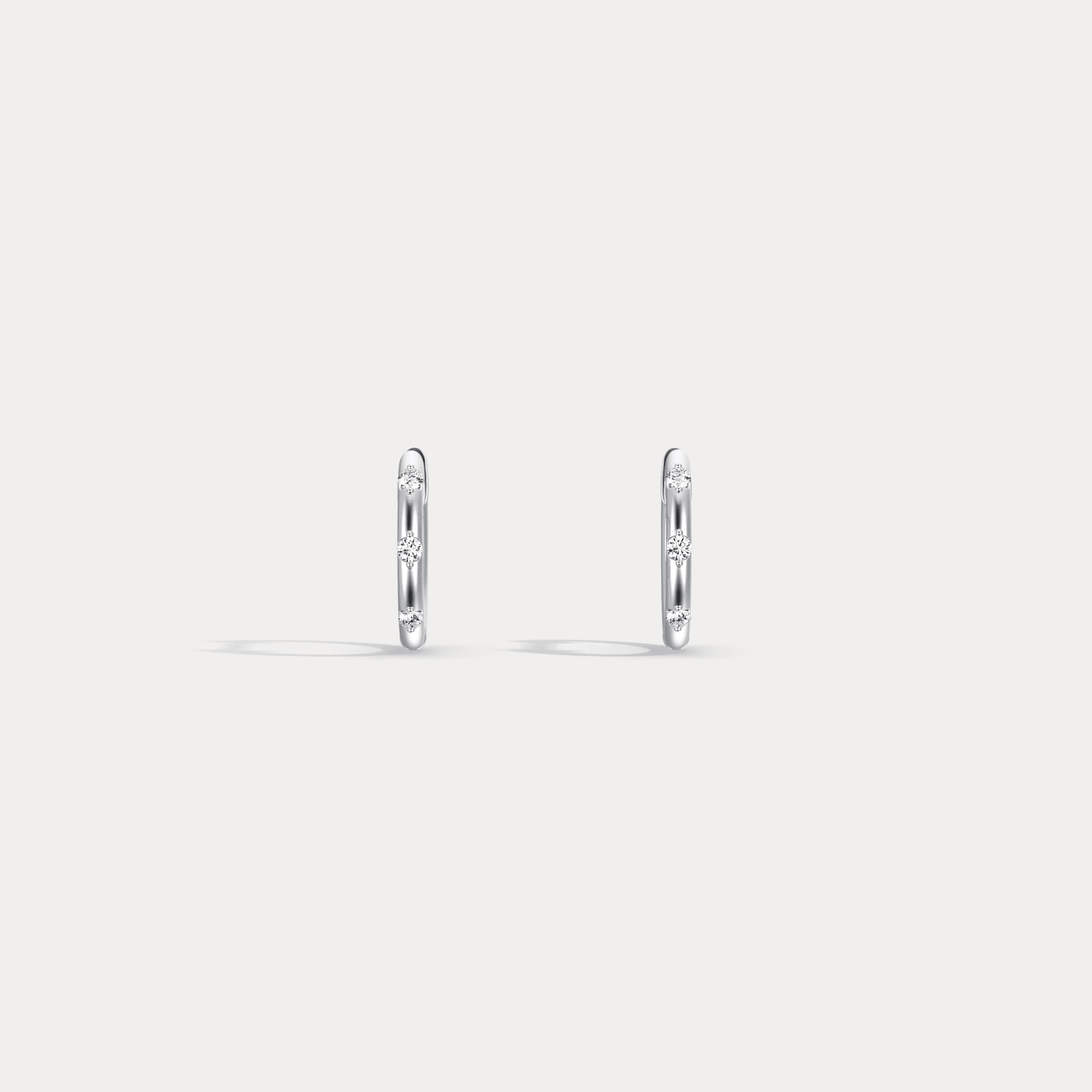 12mm Minimalist Lab - Grown Diamond Huggie Hoop Earrings in 14K Gold/Platinum - Earrings