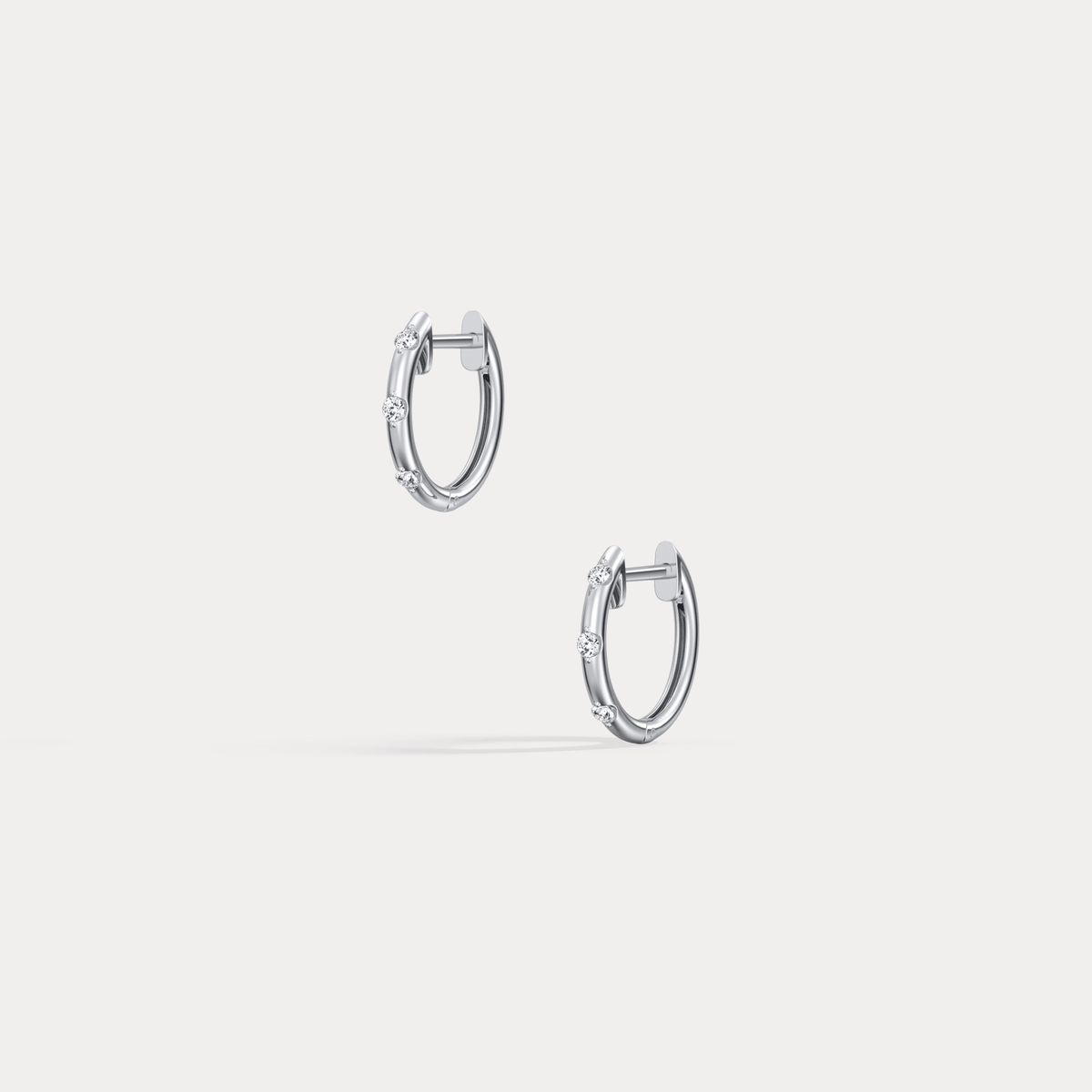 12mm Minimalist Lab - Grown Diamond Huggie Hoop Earrings in 14K Gold/Platinum - Earrings