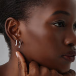 12mm Minimalist Lab - Grown Diamond Huggie Hoop Earrings in 14K Gold/Platinum - Earrings