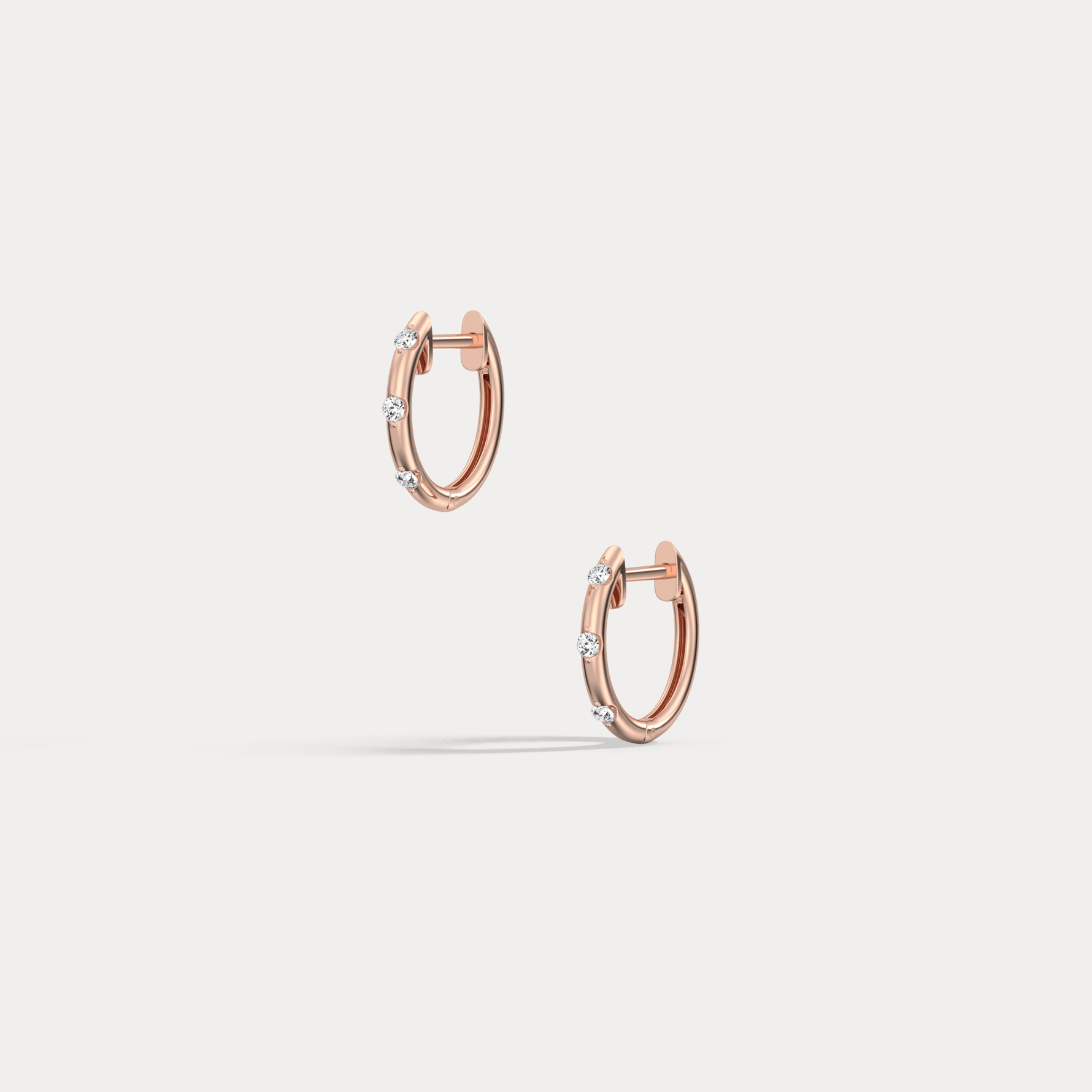 12mm Minimalist Lab - Grown Diamond Huggie Hoop Earrings in 14K Gold/Platinum - Earrings