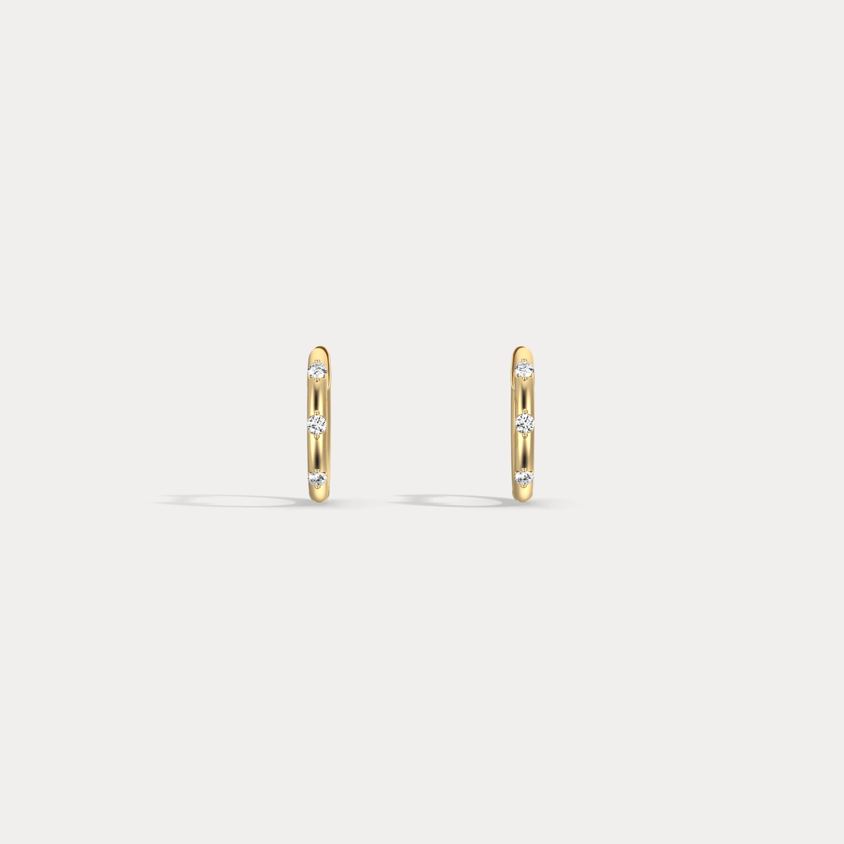 12mm Minimalist Lab - Grown Diamond Huggie Hoop Earrings in 14K Gold/Platinum - Earrings