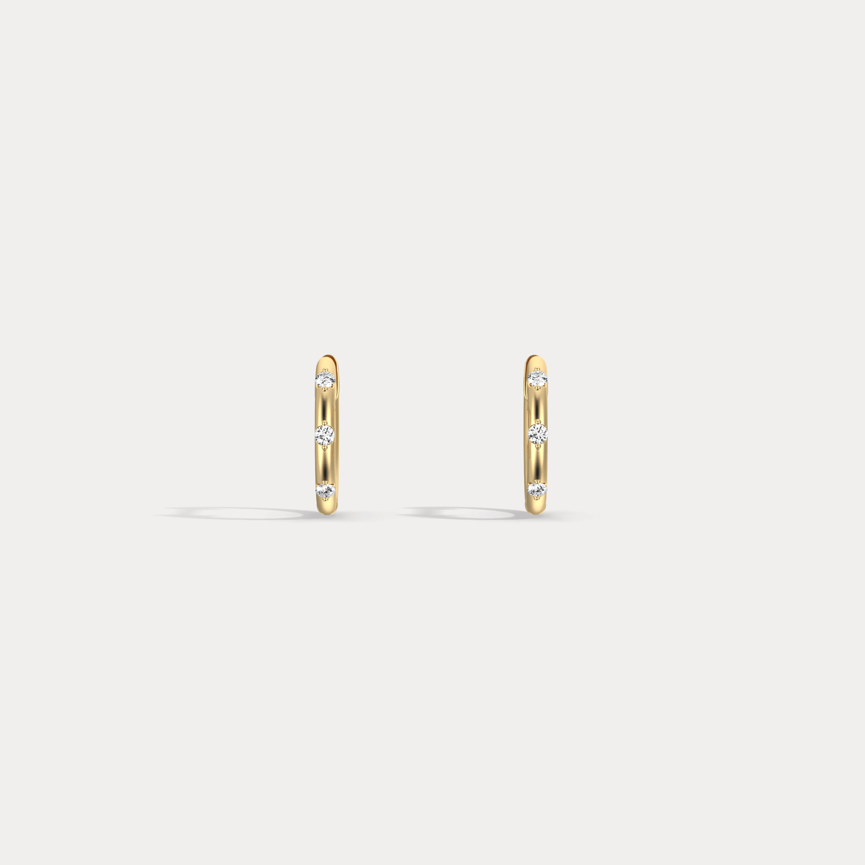 12mm Minimalist Lab - Grown Diamond Huggie Hoop Earrings in 14K Gold/Platinum - Earrings
