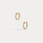 12mm Minimalist Lab - Grown Diamond Huggie Hoop Earrings in 14K Gold/Platinum - Earrings