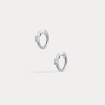 12mm Emerald Cut Lab - Grown Diamond Huggie Hoop Earrings in 14K Gold/Platinum - Earrings