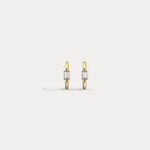 12mm Emerald Cut Lab - Grown Diamond Huggie Hoop Earrings in 14K Gold/Platinum - Earrings