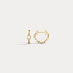 12mm Emerald Cut Lab - Grown Diamond Huggie Hoop Earrings in 14K Gold/Platinum - Earrings