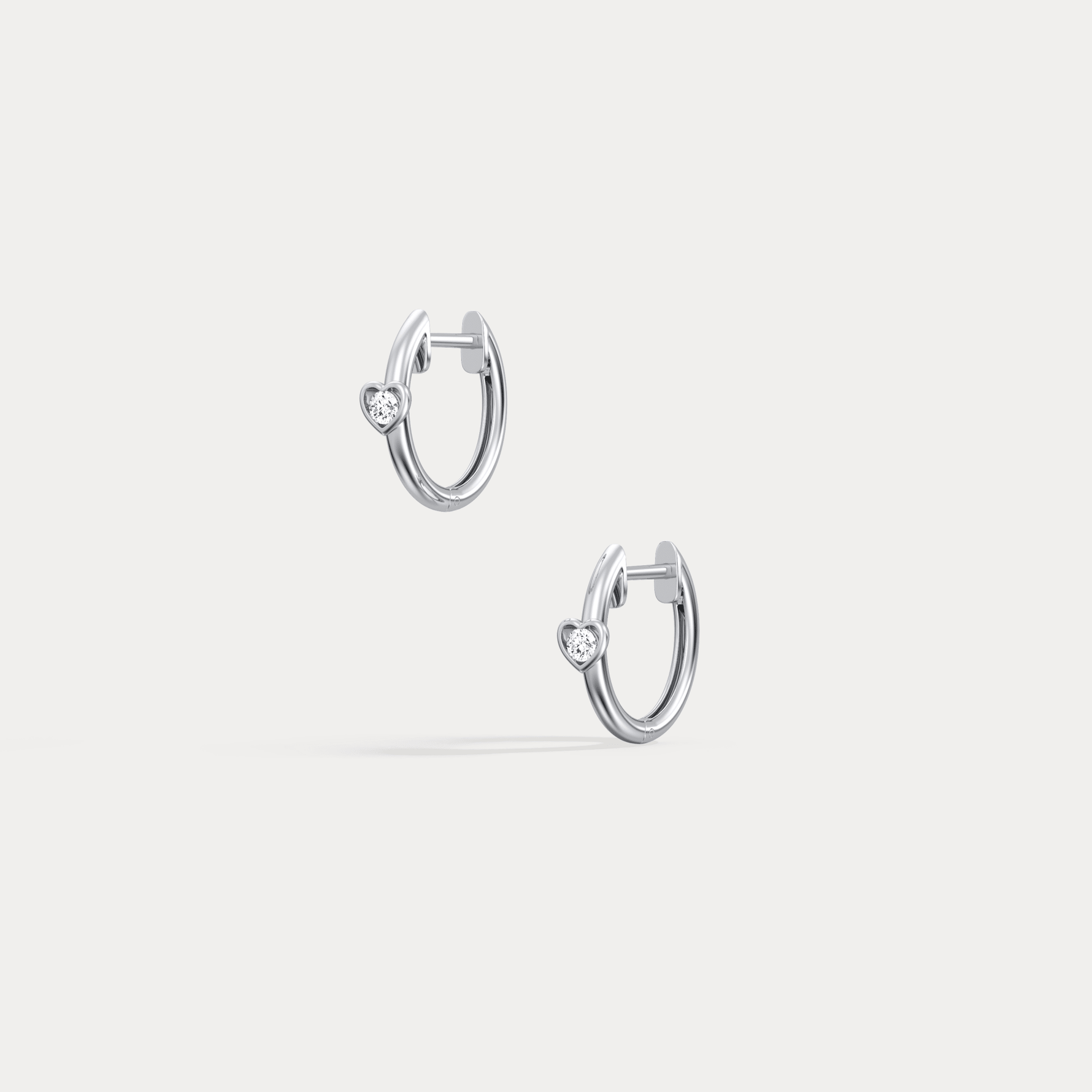 12mm Lab - Grown Diamond Heart Huggie Hoop Earrings in 14K Gold/Platinum - Earrings