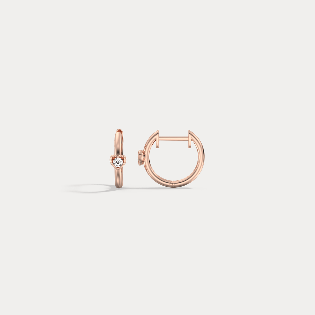 12mm Lab - Grown Diamond Heart Huggie Hoop Earrings in 14K Gold/Platinum - Earrings