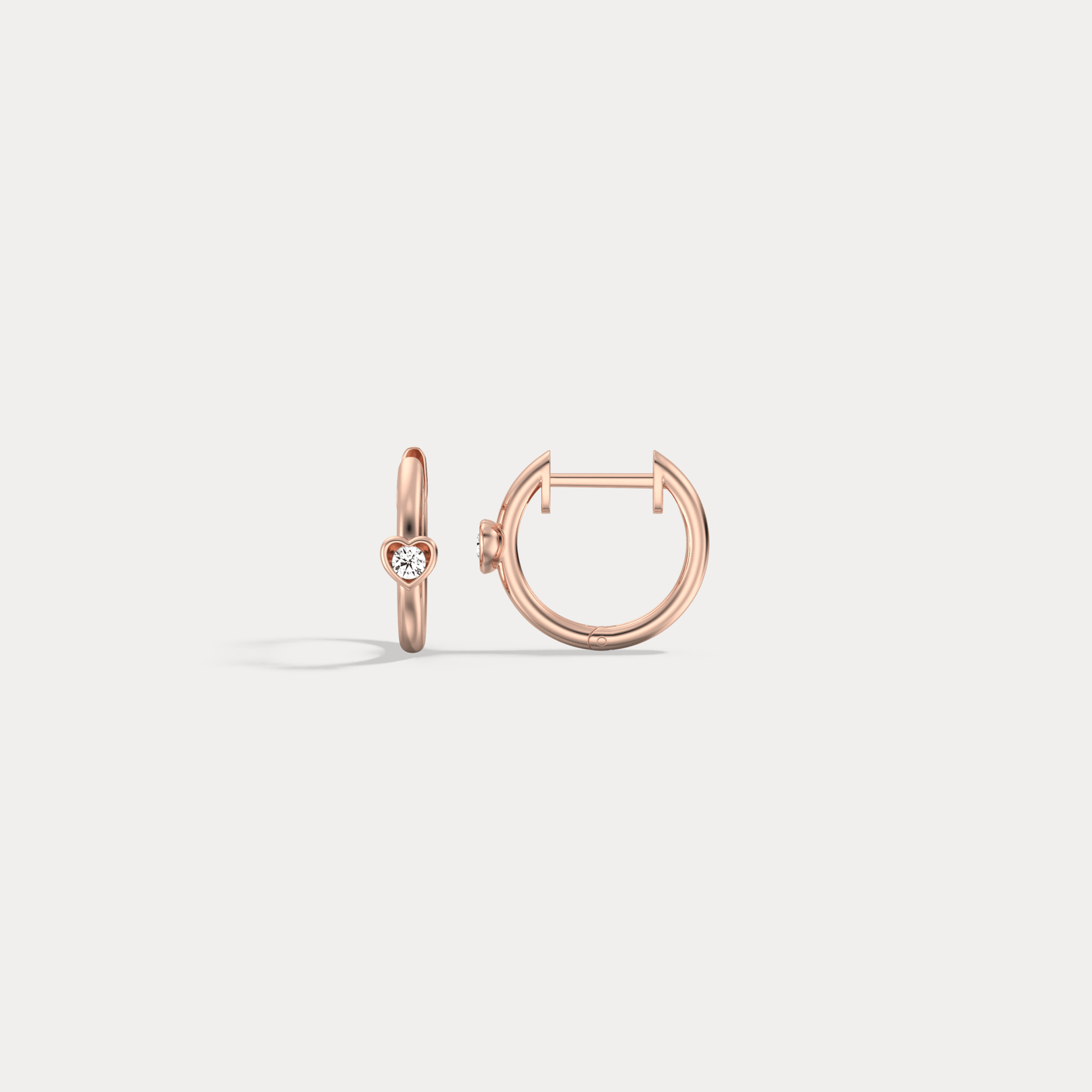 12mm Lab - Grown Diamond Heart Huggie Hoop Earrings in 14K Gold/Platinum - Earrings