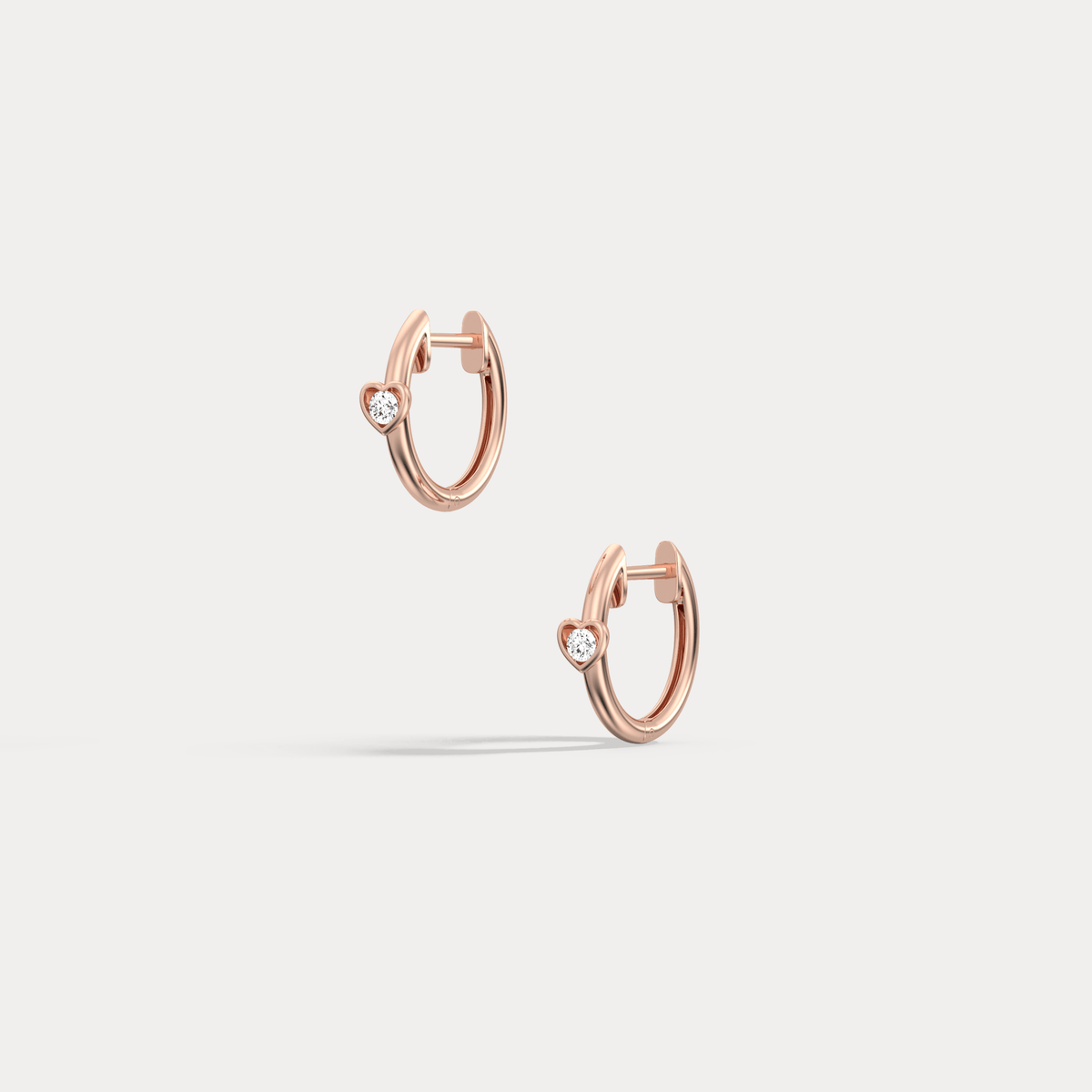 12mm Lab - Grown Diamond Heart Huggie Hoop Earrings in 14K Gold/Platinum - Earrings