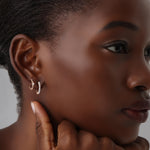 12mm Lab - Grown Diamond Heart Huggie Hoop Earrings in 14K Gold/Platinum - Earrings
