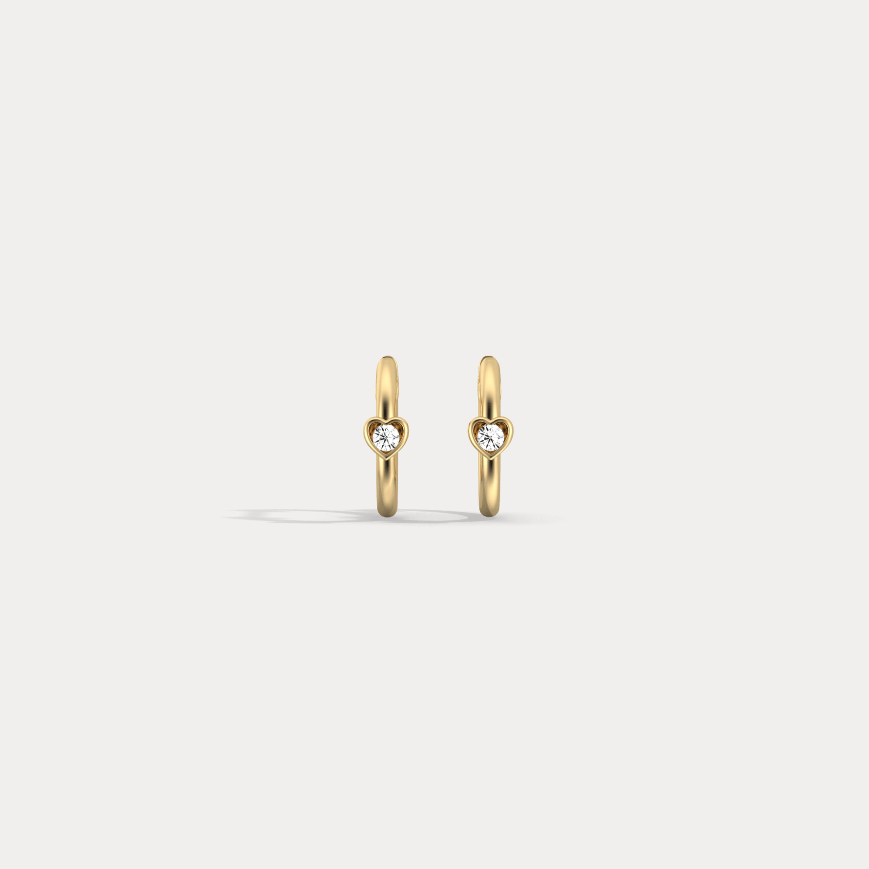 12mm Lab - Grown Diamond Heart Huggie Hoop Earrings in 14K Gold/Platinum - Earrings