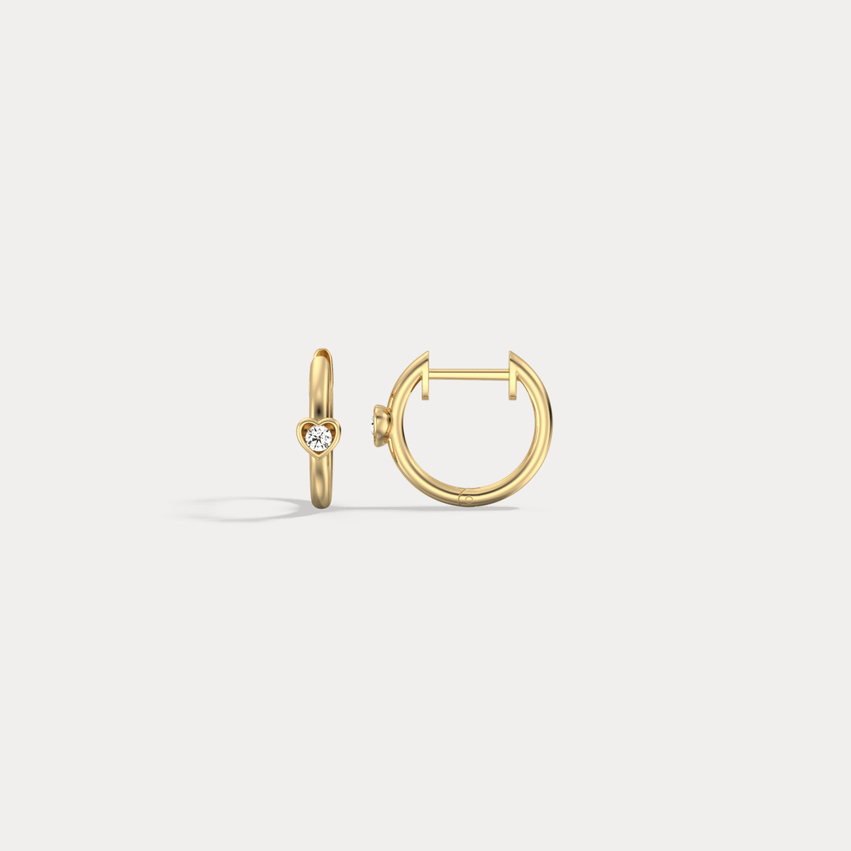 12mm Lab - Grown Diamond Heart Huggie Hoop Earrings in 14K Gold/Platinum - Earrings