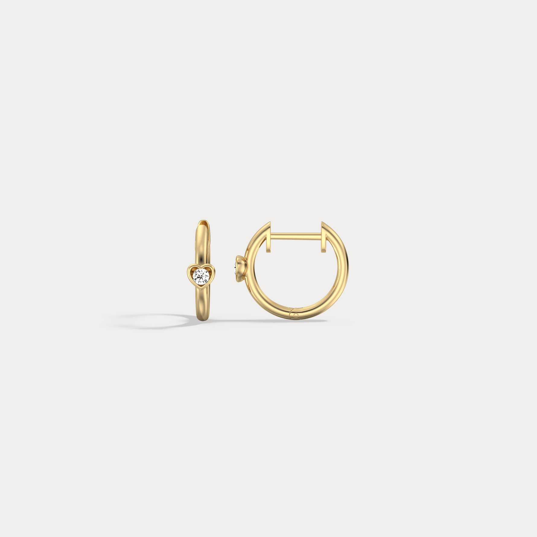 12mm Lab - Grown Diamond Heart Huggie Hoop Earrings in 14K Gold/Platinum - Earrings