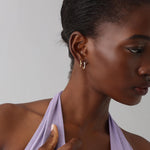 12mm Lab - Grown Diamond Heart Huggie Hoop Earrings in 14K Gold/Platinum - Earrings
