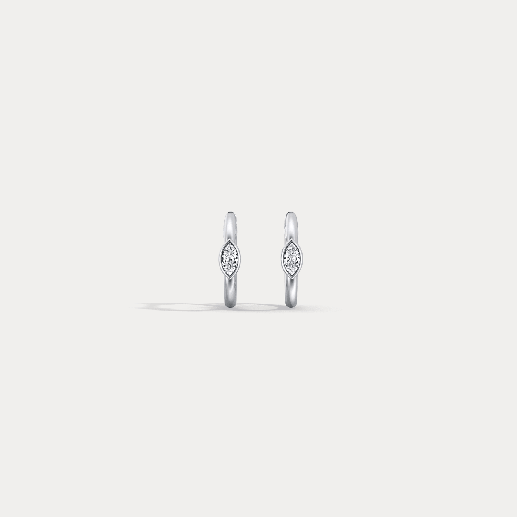 Marquise Lab - Grown Diamond Huggie Hoop Earrings in 14K Gold/Platinum - Earrings