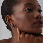Marquise Lab - Grown Diamond Huggie Hoop Earrings in 14K Gold/Platinum - Earrings
