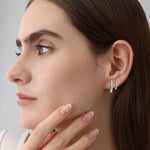 Marquise Lab - Grown Diamond Huggie Hoop Earrings in 14K Gold/Platinum - Earrings