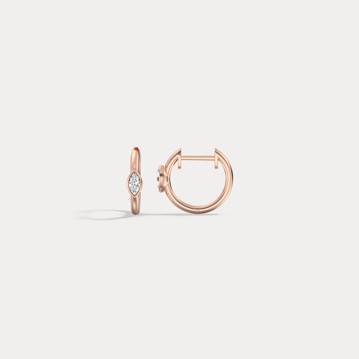 Marquise Lab - Grown Diamond Huggie Hoop Earrings in 14K Gold/Platinum - Earrings