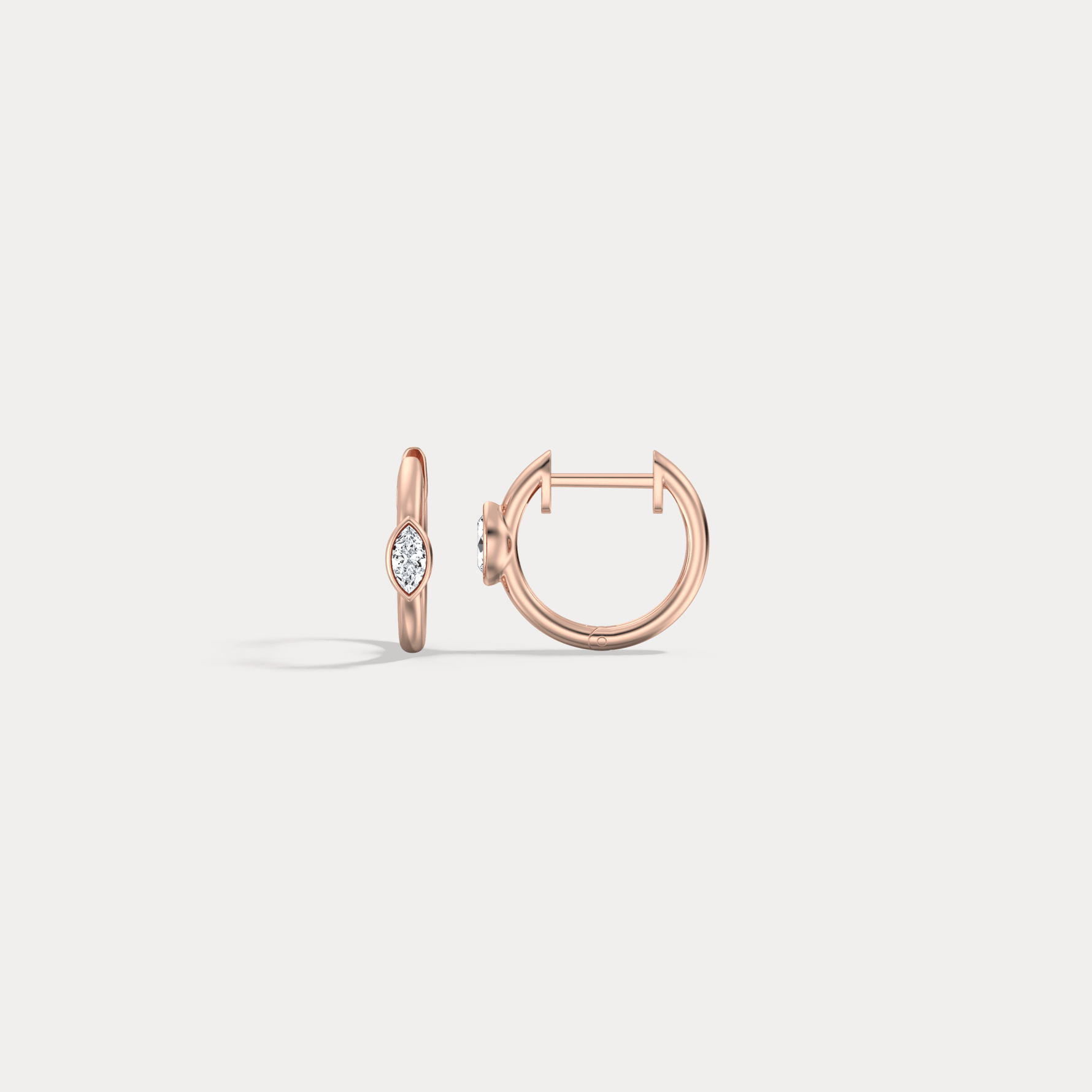 Marquise Lab - Grown Diamond Huggie Hoop Earrings in 14K Gold/Platinum - Earrings