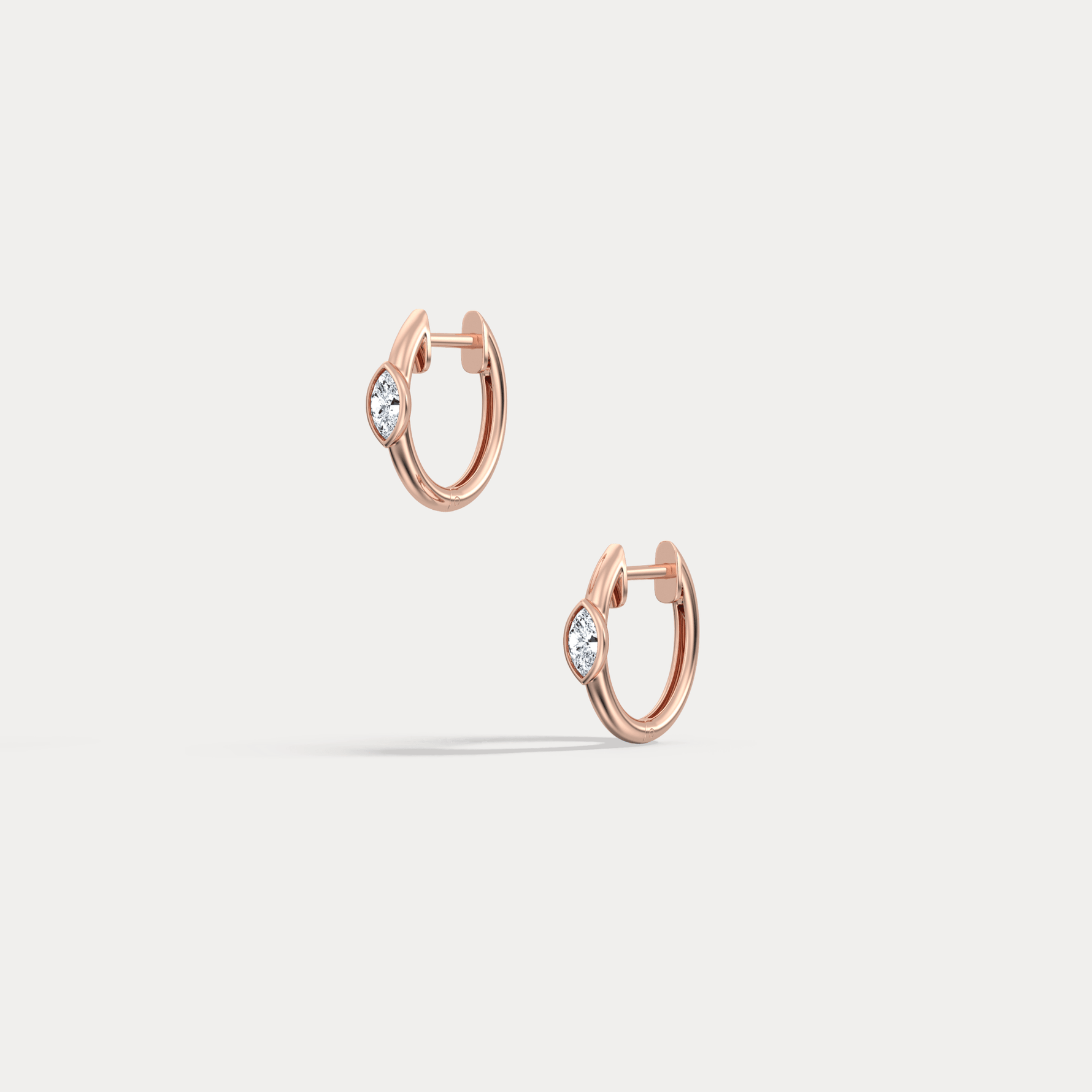 Marquise Lab - Grown Diamond Huggie Hoop Earrings in 14K Gold/Platinum - Earrings