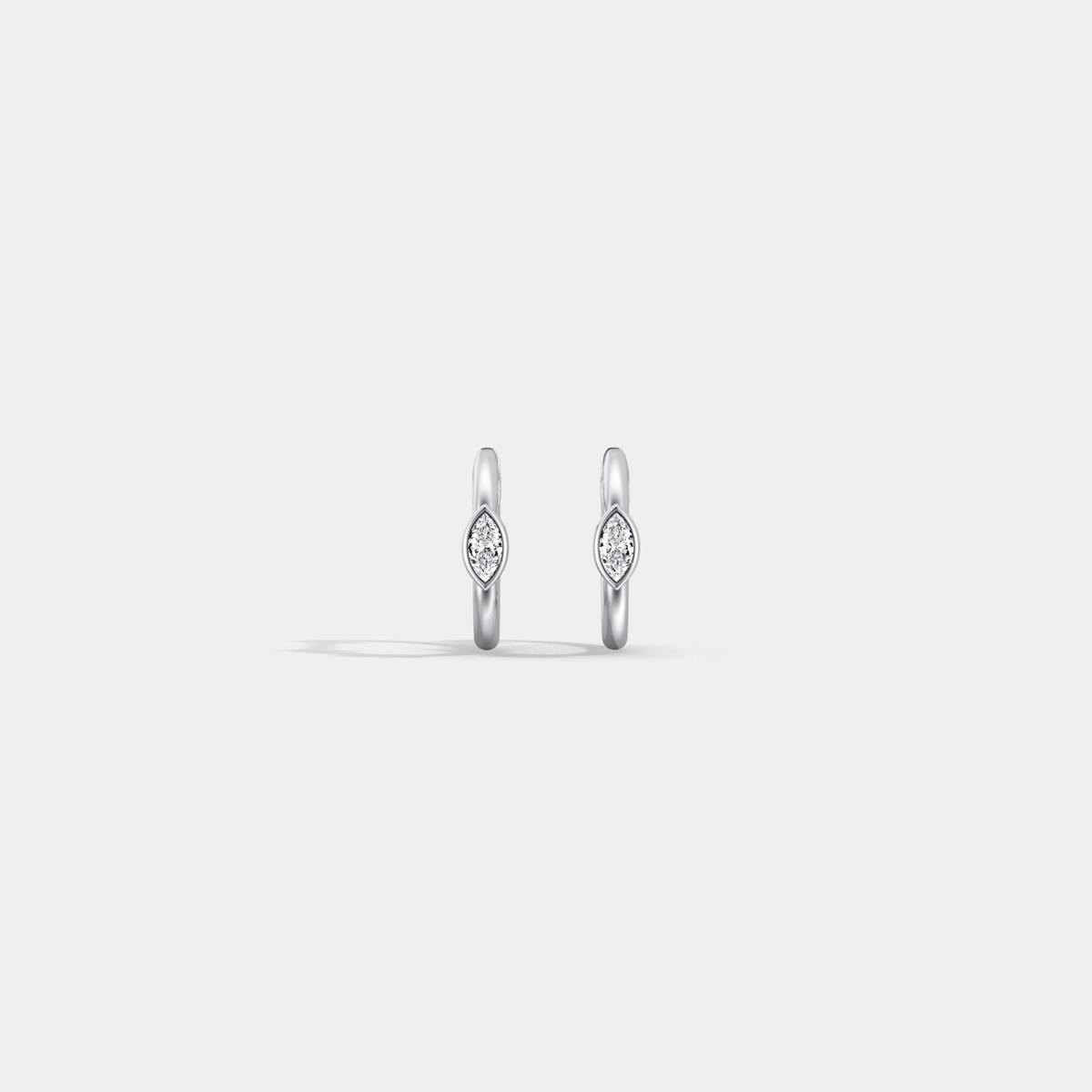 Marquise Lab - Grown Diamond Huggie Hoop Earrings in 14K Gold/Platinum - Earrings