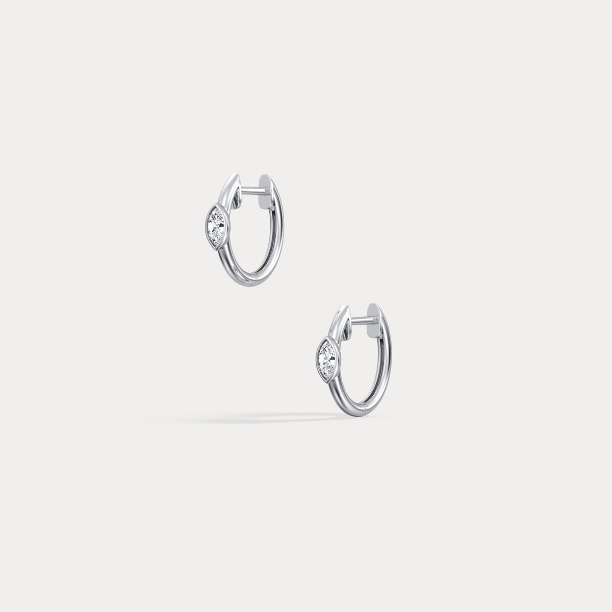 Marquise Lab - Grown Diamond Huggie Hoop Earrings in 14K Gold/Platinum - Earrings