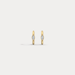 Marquise Lab - Grown Diamond Huggie Hoop Earrings in 14K Gold/Platinum - Earrings