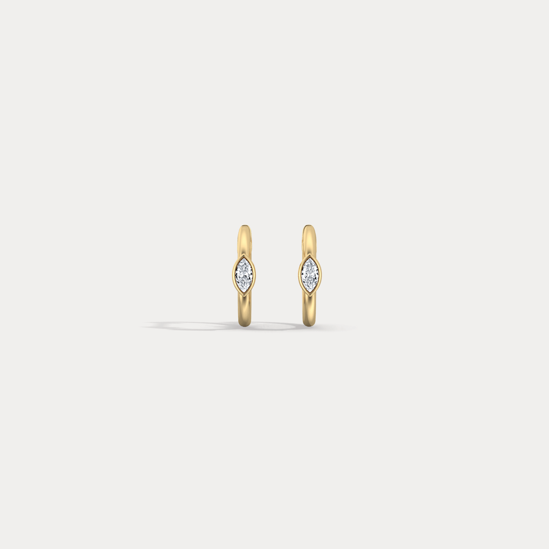 Marquise Lab - Grown Diamond Huggie Hoop Earrings in 14K Gold/Platinum - Earrings