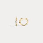 Marquise Lab - Grown Diamond Huggie Hoop Earrings in 14K Gold/Platinum - Earrings