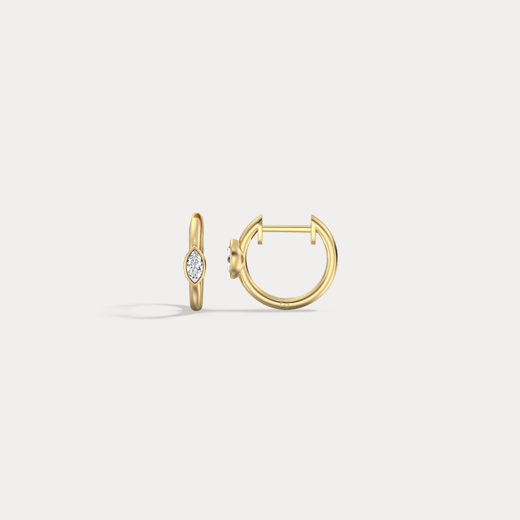 Marquise Lab - Grown Diamond Huggie Hoop Earrings in 14K Gold/Platinum - Earrings