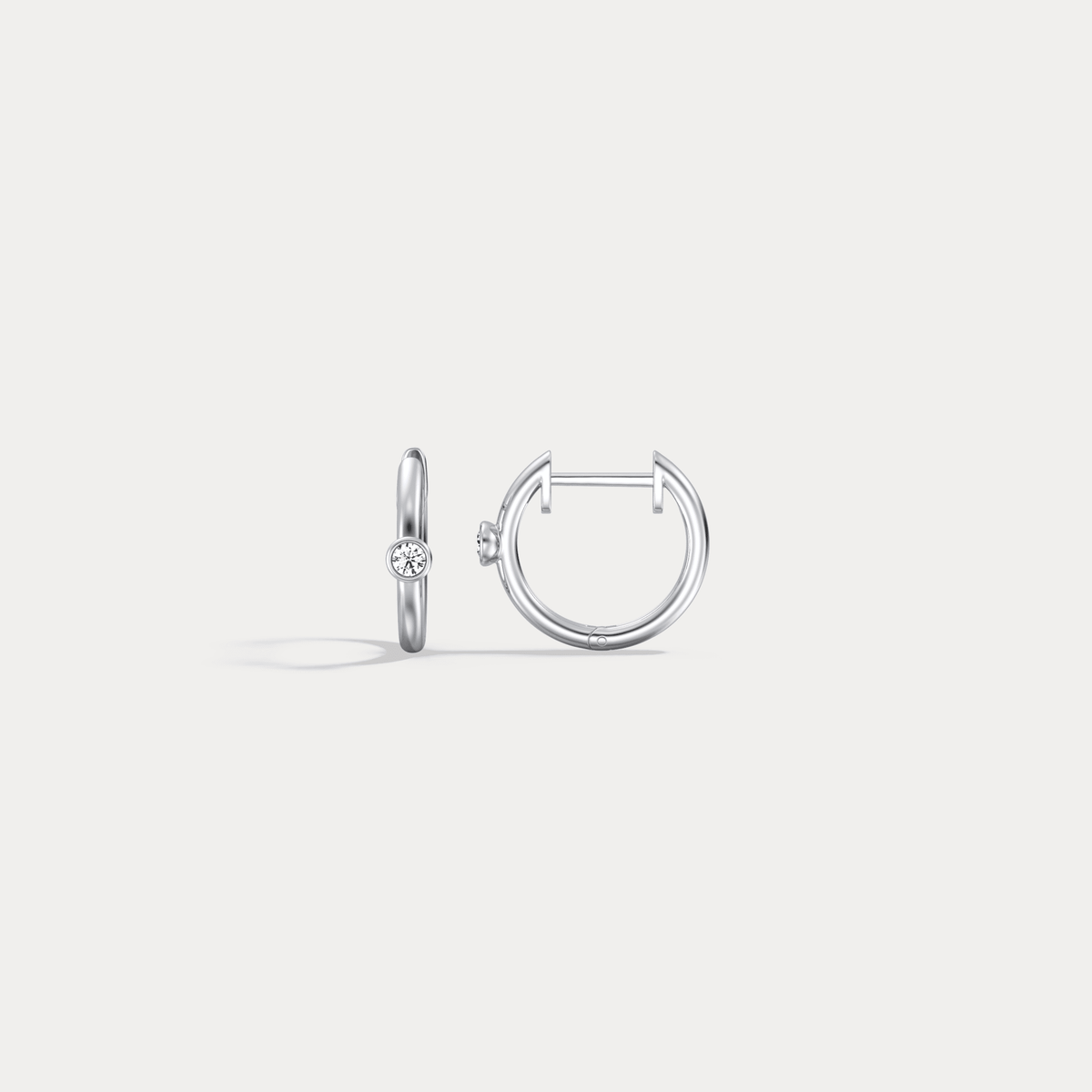 12mm Round Lab - Grown Diamond Huggie Hoop Earrings in 14K Gold/Platinum - Earrings