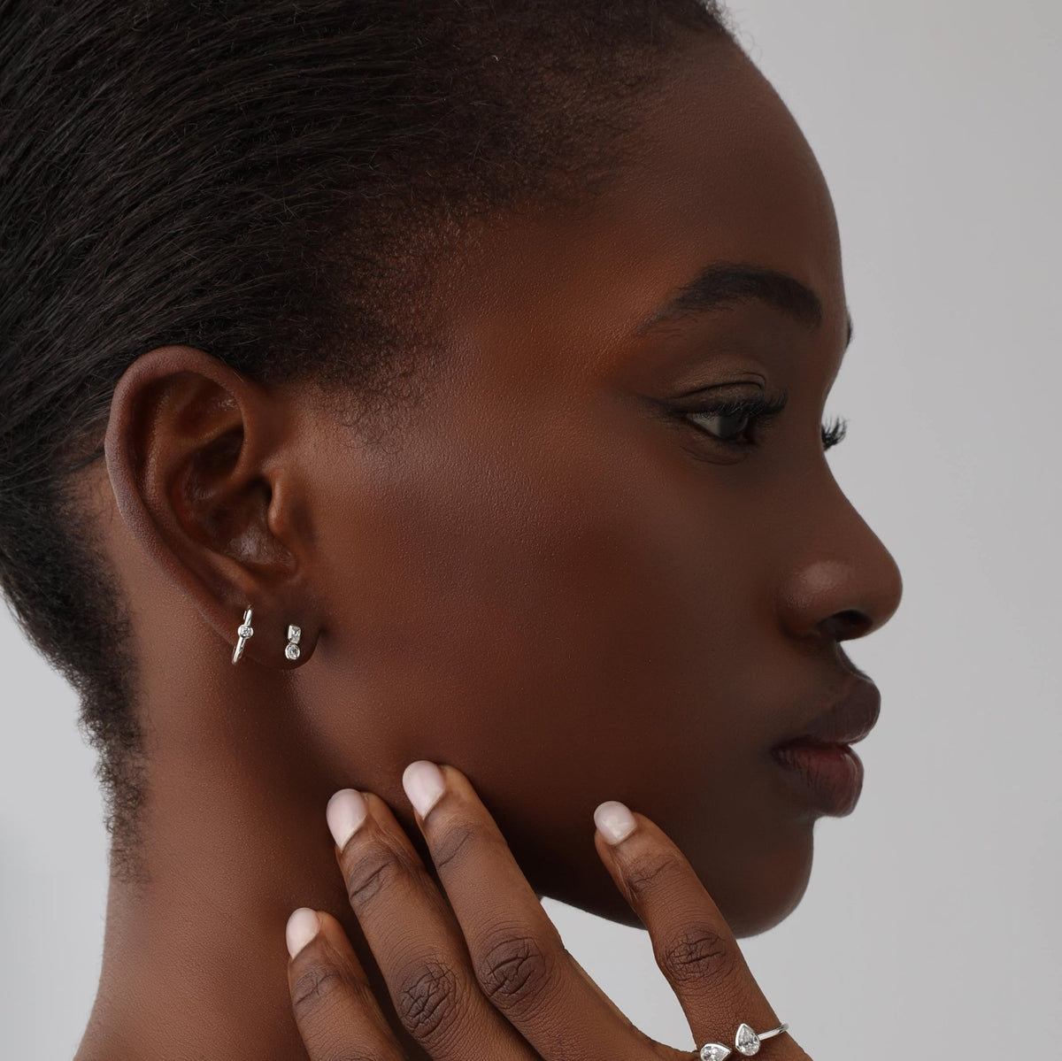 12mm Round Lab - Grown Diamond Huggie Hoop Earrings in 14K Gold/Platinum - Earrings