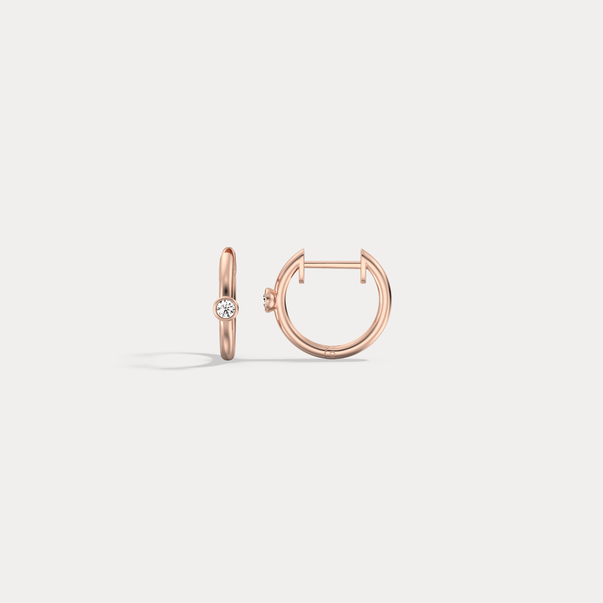 12mm Round Lab - Grown Diamond Huggie Hoop Earrings in 14K Gold/Platinum - Earrings