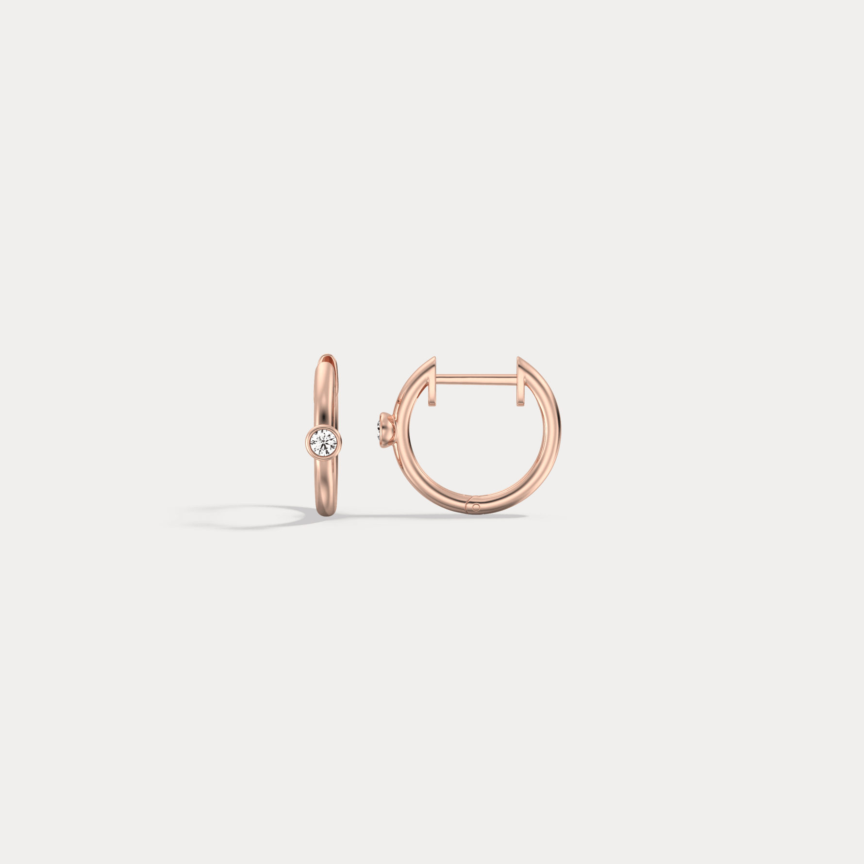 12mm Round Lab - Grown Diamond Huggie Hoop Earrings in 14K Gold/Platinum - Earrings