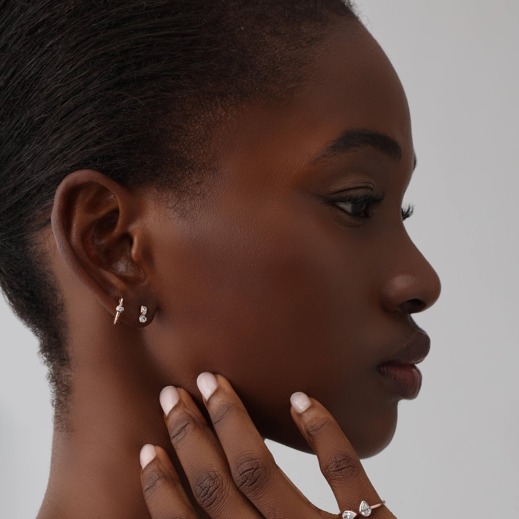 12mm Round Lab - Grown Diamond Huggie Hoop Earrings in 14K Gold/Platinum - Earrings