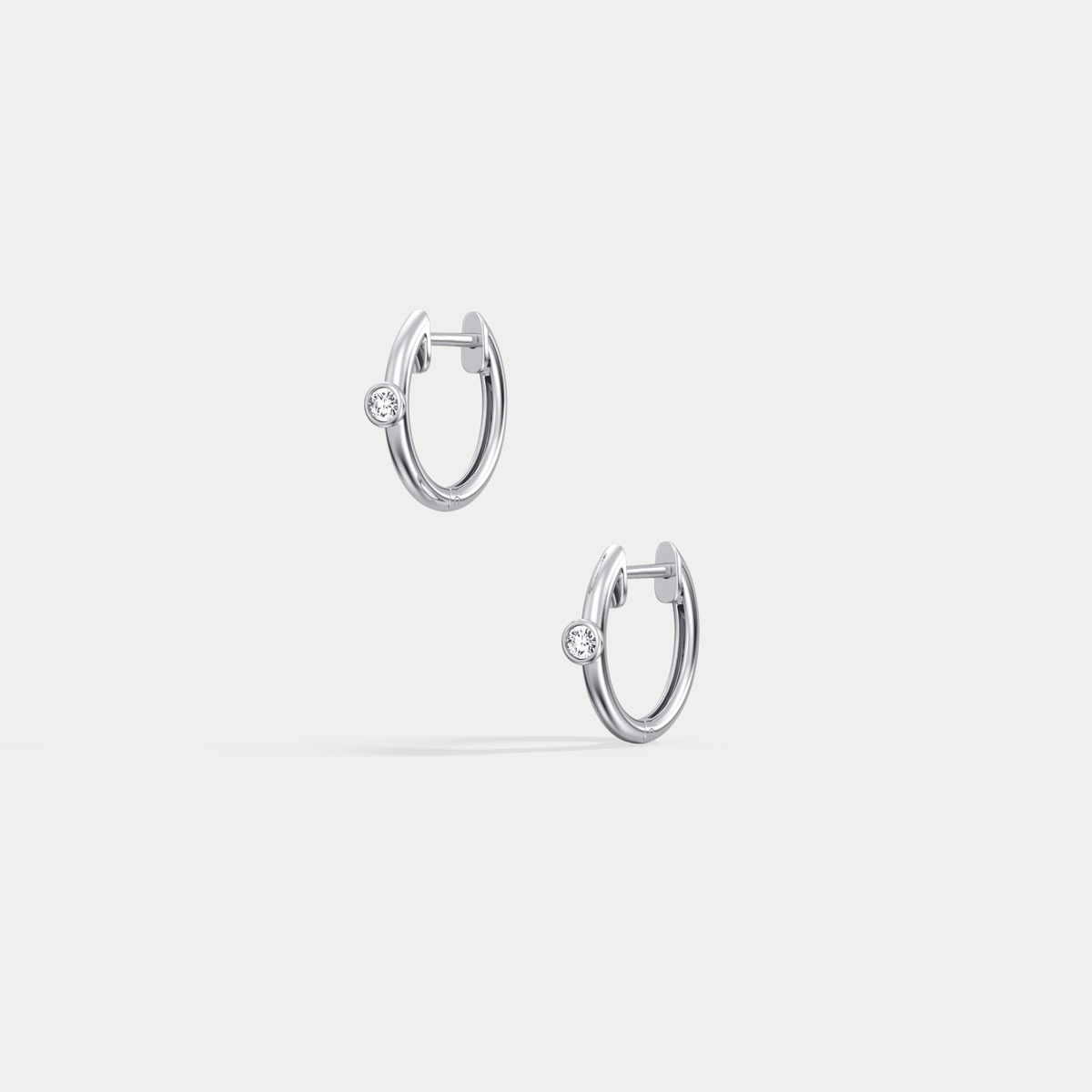 12mm Round Lab - Grown Diamond Huggie Hoop Earrings in 14K Gold/Platinum - Earrings