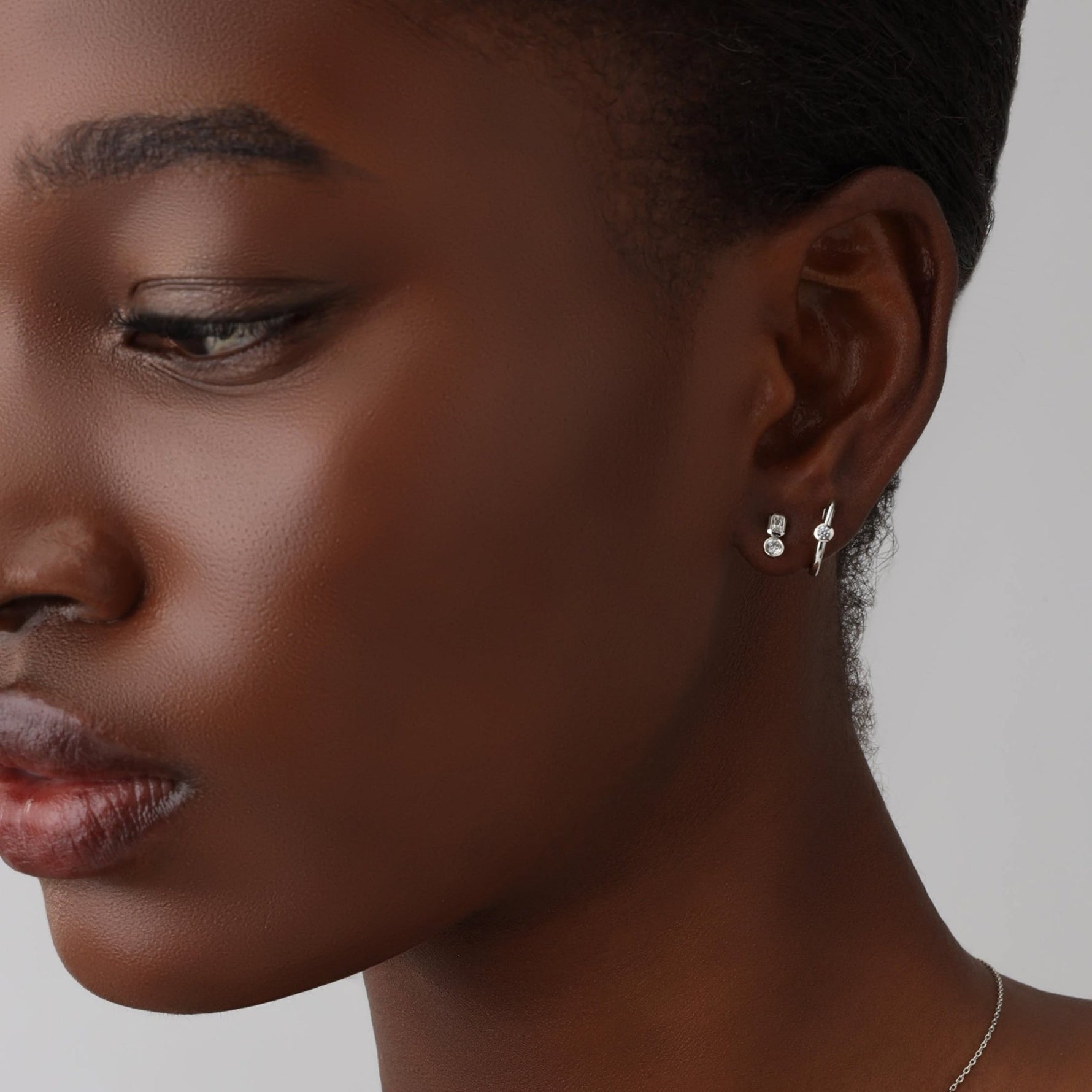 12mm Round Lab - Grown Diamond Huggie Hoop Earrings in 14K Gold/Platinum - Earrings