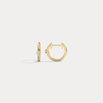 12mm Round Lab - Grown Diamond Huggie Hoop Earrings in 14K Gold/Platinum - Earrings