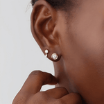 14K Solid Gold Drop Stud Earring With Lab Diamond - 