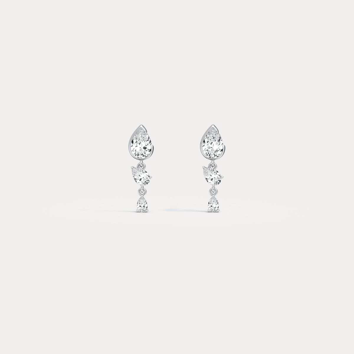 Triple Pear Lab - Grown Diamond Drop Earrings in 14K Solid Gold/Platinum - Earrings